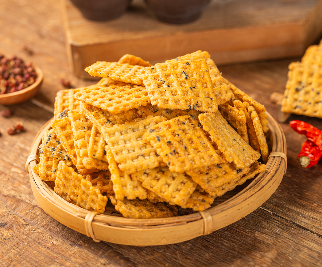 Crispy snacks in basket
